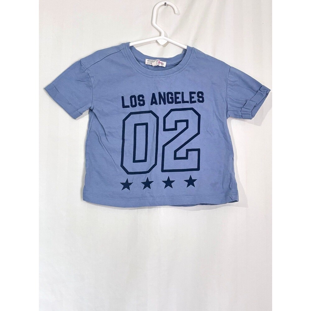 Hybrid Apparel Girls Messy Bun Just Chillin Graphic T-Shirt Size 5 NWOT Blue